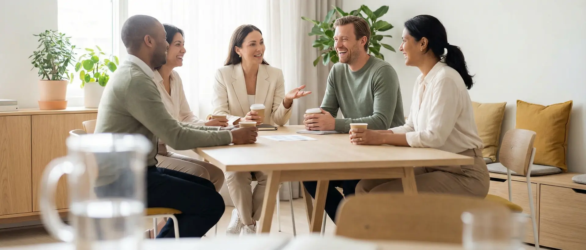 Happy board meeting with vendor